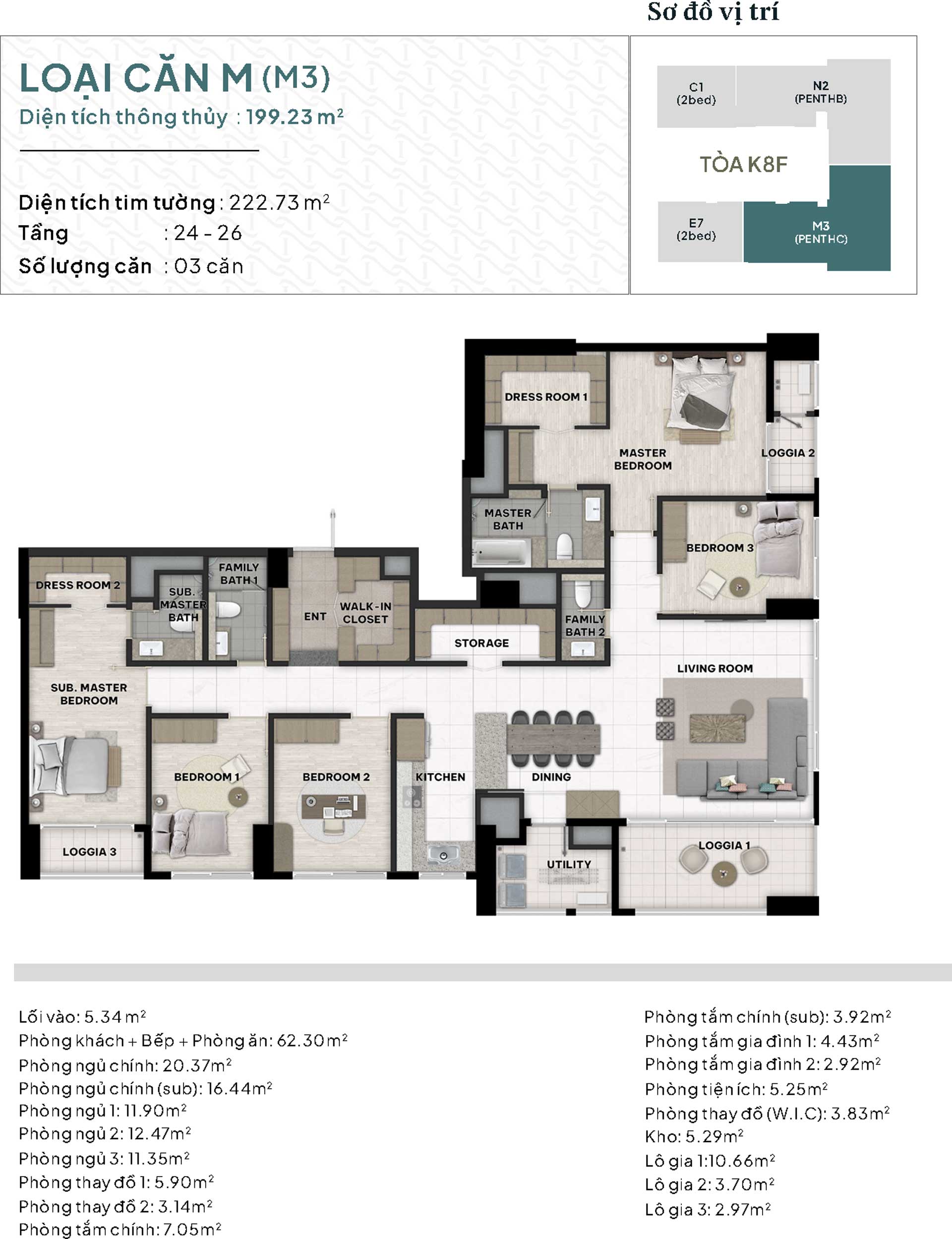 Penthouse 199m2 tòa K8F dự án Ciputra