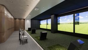 Tiện ích phòng tập Golf 3D đẳng cấp trang bị hệ thống màn hình phân tích thông số tại The Prime Tây Hồ Tây.
