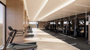 Không gian trung tâm Fitness & Gym rộng 240m2 với máy chạy bộ hướng kính tại Ciputra.